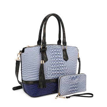 blue croc handbags