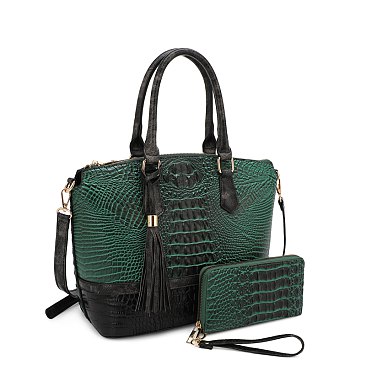 green croc handbags set