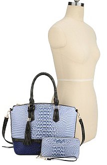 2- in 1 Crocodile Satchel Set With Wallet