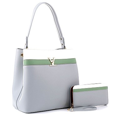 Color Block Single Strap Hobo Wallet SET