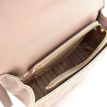 Metal Tassel Quilted Top-Handle Medium Satchel  ES2282-LP