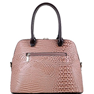 2Tone Croco Dome 2Way Bag and Wallet Set
