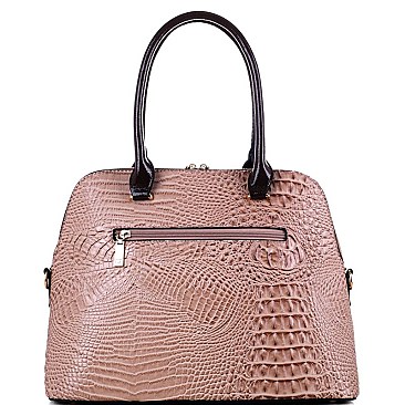 2Tone Croco Dome 2Way Bag and Wallet Set