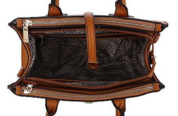 Stripe Print Multi-Compartment 2-Way Satchel MH-ES3153