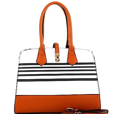 Stripe Print Multi-Compartment 2-Way Satchel MH-ES3153