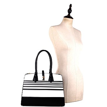 Stripe Print Multi-Compartment 2-Way Satchel MH-ES3153