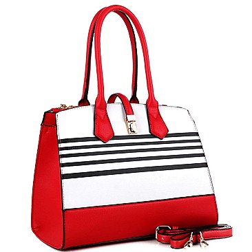 Stripe Print Multi-Compartment 2-Way Satchel MH-ES3153