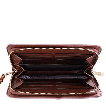 Two-Tone Flap Fashion Backpack Wallet Set
