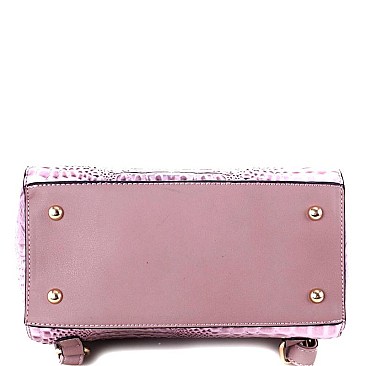Crocodile Embossed Fashion Backpack Wallet Set