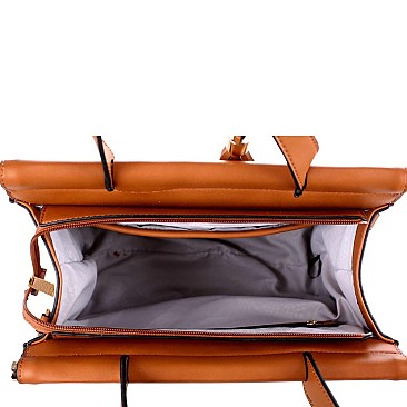 Hardware Tassel Accent Two-Tone Satchel Wallet Set