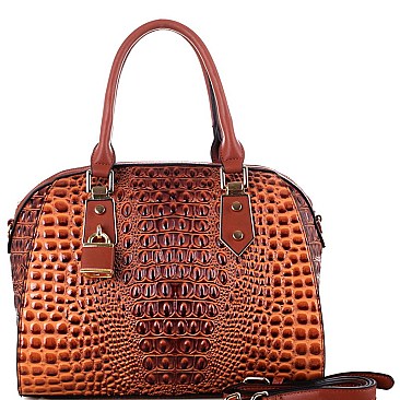 Crocodile Patent Padlock Accent 2-Way Bag