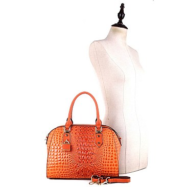 Crocodile Patent Padlock Accent 2-Way Bag