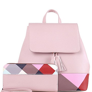 BLOCK MOSAIC BACKPACK WALLET SET
