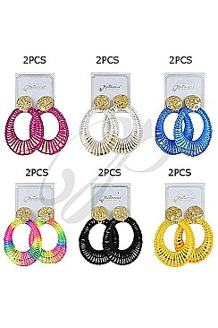 PACK OF 12 ASSORTED COLOR FASHION DANGLE EARRING