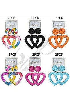PACK OF 12 ASSORTED COLOR FASHION DANGLE EARRING