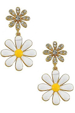 PACK OF 12 CUTE ASSORTED COLOR RHINESTONE FLOWER DANGLE EARRING