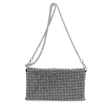 Real Crystal Stone Embellished Flap Crossbody Evening Bag