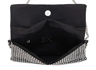 Real Crystal Stone Embellished Flap Crossbody Evening Bag