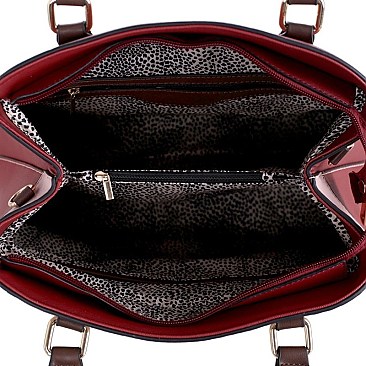 THREE TONE SATCHEL WRISTLET SET