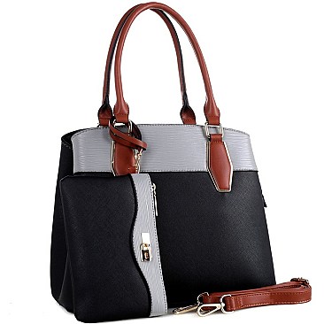 THREE TONE SATCHEL WRISTLET SET