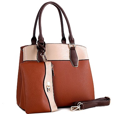 THREE TONE SATCHEL WRISTLET SET