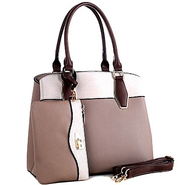 THREE TONE SATCHEL WRISTLET SET