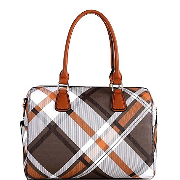 CHECKERED BOSTON SATCHEL WALLET SET