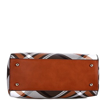 CHECKERED BOSTON SATCHEL WALLET SET
