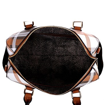 CHECKERED BOSTON SATCHEL WALLET SET