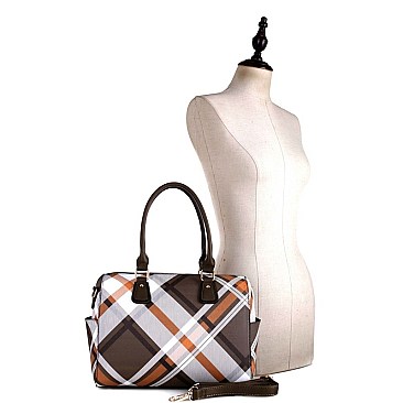 CHECKERED BOSTON SATCHEL WALLET SET