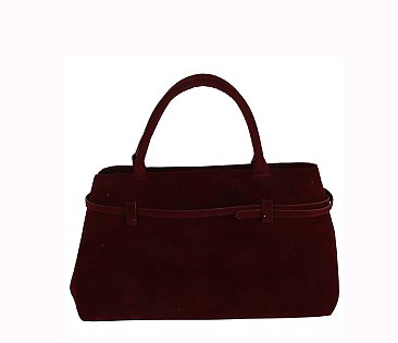 Faux Suede Buckle Satchel