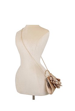 Satin Flower Frame Handle Clutch Evening Bag