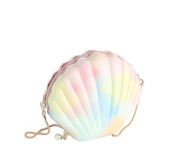 Rainbow Seashell Clutch Crossbody Bag