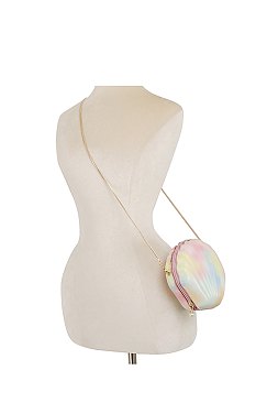 Rainbow Seashell Clutch Crossbody Bag
