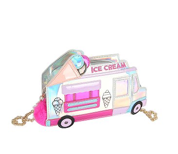 Novelty Ice Cream Truck Iridescent Crossbody Bag