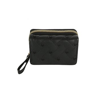 Heart Quilted Tri-fold Wallet