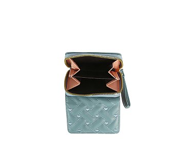 Heart Quilted Tri-fold Wallet
