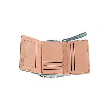 Heart Quilted Tri-fold Wallet