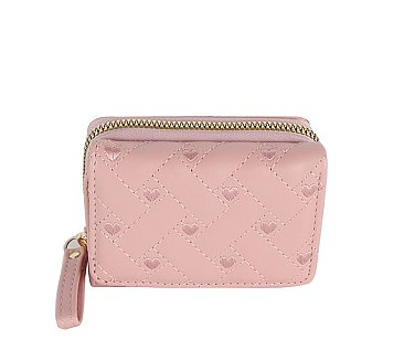 Heart Quilted Tri-fold Wallet