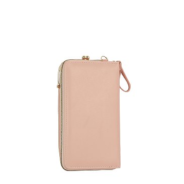 Chevron Quilted Kiss Lock Crossbody Wallet