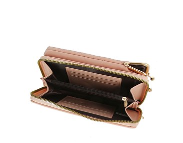 Chevron Quilted Kiss Lock Crossbody Wallet