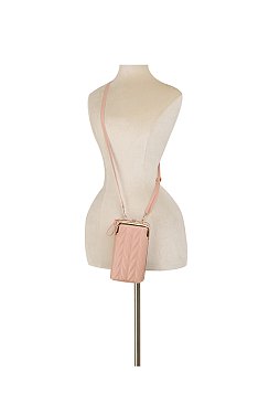Chevron Quilted Kiss Lock Crossbody Wallet