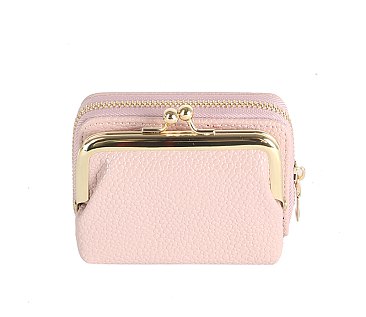 Pebbled Kiss-lock Wallet