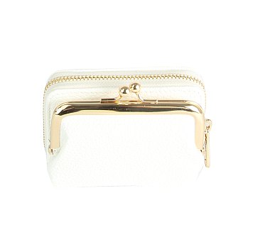 Pebbled Kiss-lock Wallet