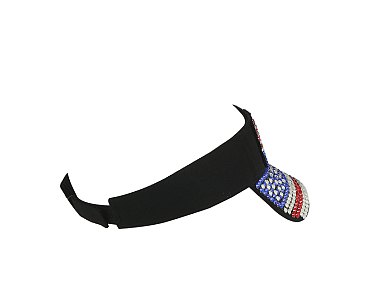USA American Flag Plain Sport Sun Visor Bling Cap