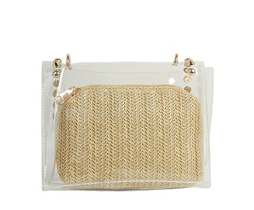 See Thru Studded Flap Crossbody Bag