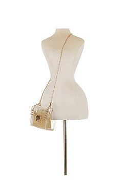 See Thru Studded Flap Crossbody Bag