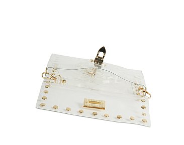 See Thru Studded Flap Crossbody Bag