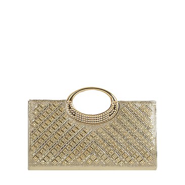 Embellished Round Handle Clutch Evening Bag