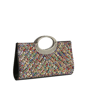 Embellished Round Handle Clutch Evening Bag